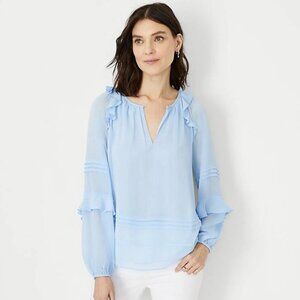 Ann Taylor Light Blue Ruffle Sleeve Blouse – Size S - Like New